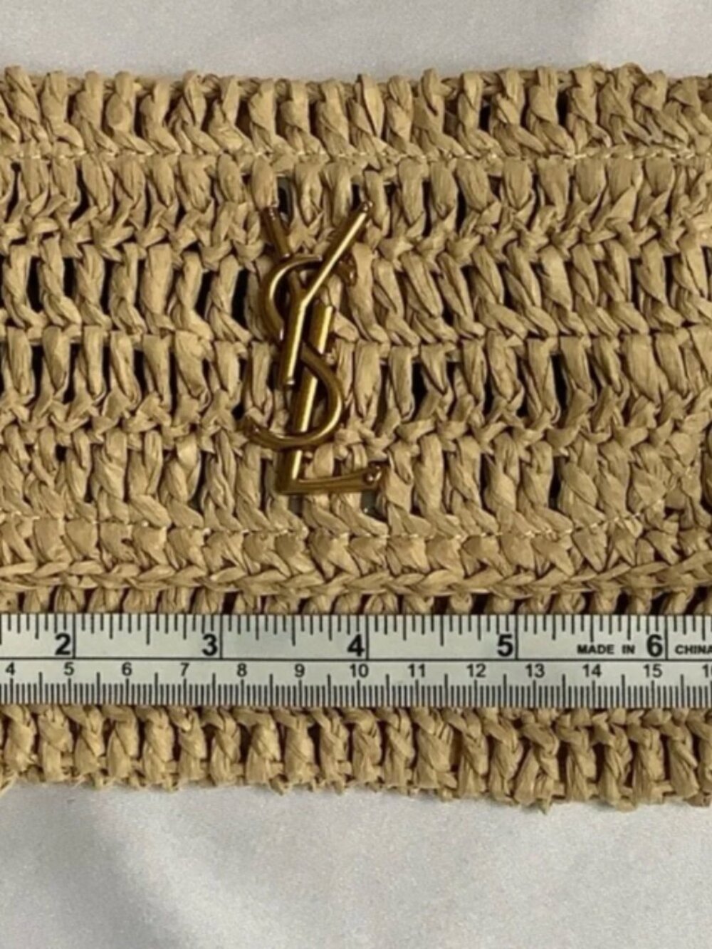 YSL Saint Laurent Beige Raffia mini bag with Gold Chain wristlet pouch - Picture 5 of 9
